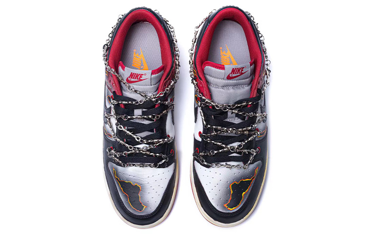 Shop [定制鞋] 耐克Dunk低帮复古 '中灰/校红' DD1391-002(Team1-男款燃烧做旧黑脚趾)