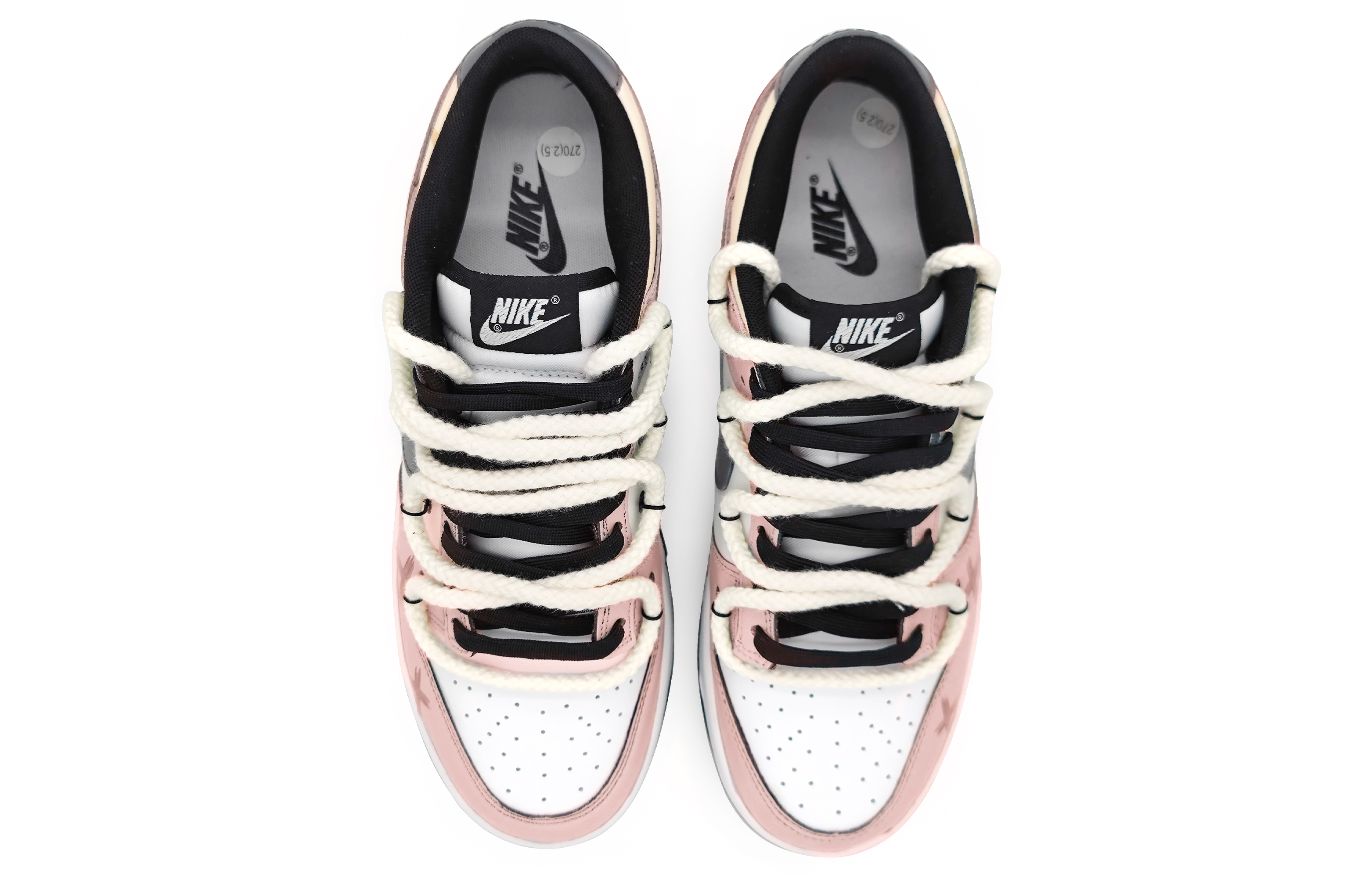 Shop 【訂製球鞋】Nike Dunk Low Retro 誓約之眼 解構雙鞋帶 塗鴉 莫蘭迪色彩 低筒 板鞋 男款 粉灰
