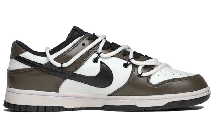 Order 【定制球鞋】Nike Dunk 低筒復古鞋 炽熱之焰 復古風 解構做舊 情侶款 休閒鞋 男款 摩卡棕