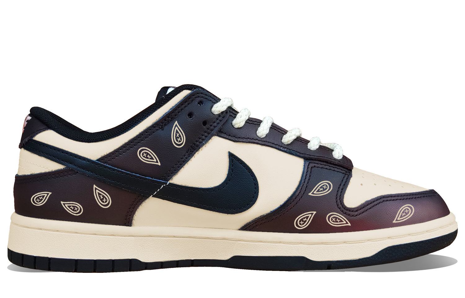 Order [Kasut Custom] Nike Dunk Low Retro 'Mocha Paisley Burgundy Fade' DD1391-100(Team50-摩卡咖啡腰果花复古做旧)