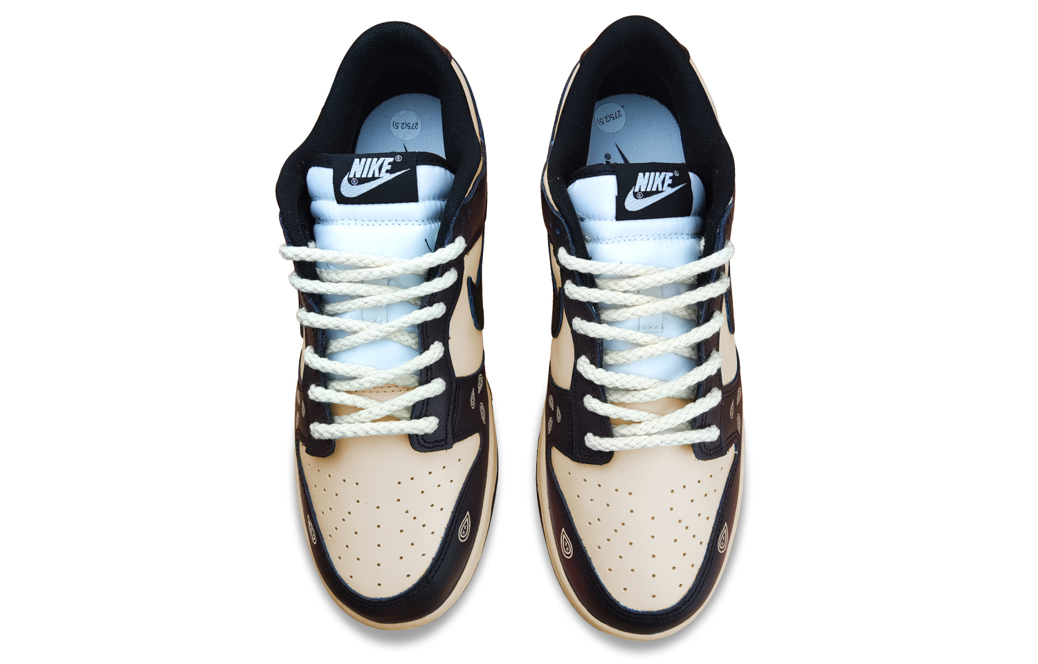 Shop [Kasut Custom] Nike Dunk Low Retro 'Mocha Paisley Burgundy Fade' DD1391-100(Team50-摩卡咖啡腰果花复古做旧)