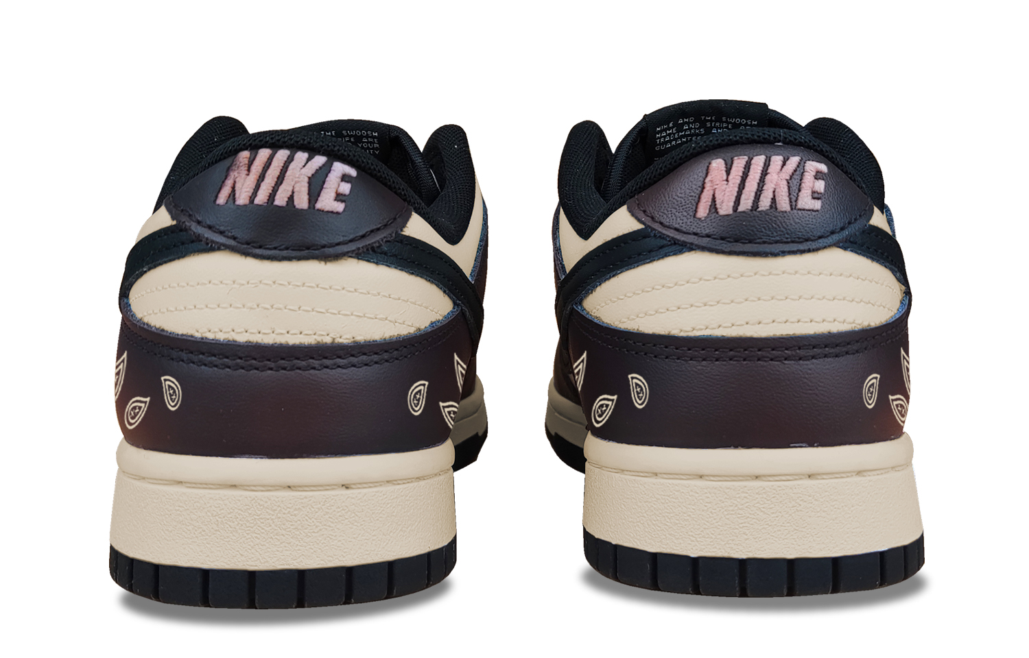 Purchase [Kasut Custom] Nike Dunk Low Retro 'Mocha Paisley Burgundy Fade' DD1391-100(Team50-摩卡咖啡腰果花复古做旧)