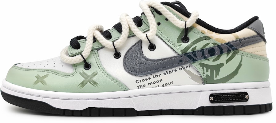 【定製球鞋】Nike Dunk Low Retro 誓言之眼 解構雙鞋帶 塗鴉 莫蘭迪色彩 低筒 板鞋 男款 綠灰 Buy 【定製球鞋】Nike Dunk Low Retro 誓言之眼 解構雙鞋帶 塗鴉 莫蘭迪色彩 低筒 板鞋 男款 綠灰