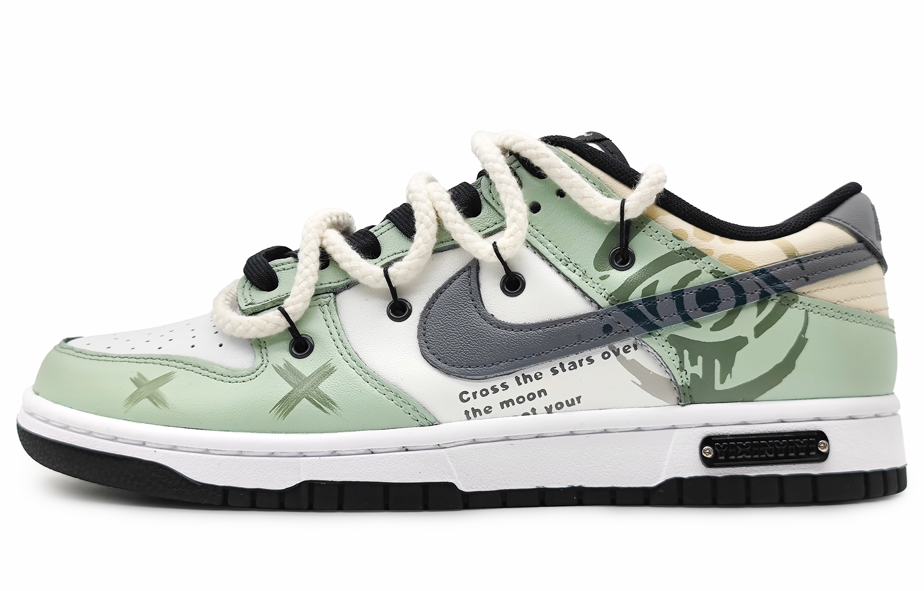 Buy 【定製球鞋】Nike Dunk Low Retro 誓言之眼 解構雙鞋帶 塗鴉 莫蘭迪色彩 低筒 板鞋 男款 綠灰