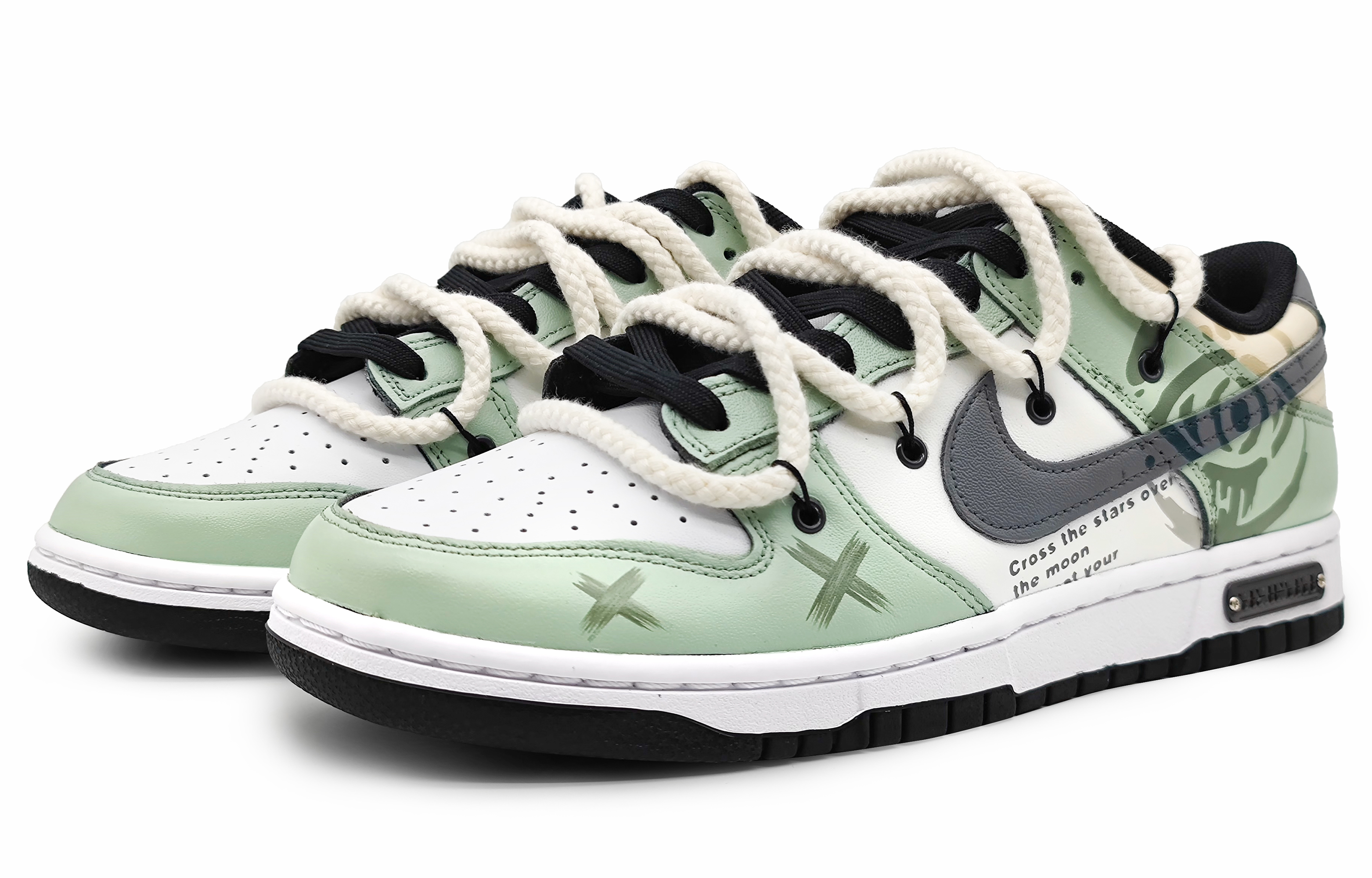 Lookbook 【定製球鞋】Nike Dunk Low Retro 誓言之眼 解構雙鞋帶 塗鴉 莫蘭迪色彩 低筒 板鞋 男款 綠灰