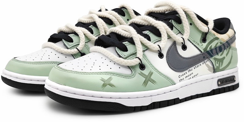 나이키 덩크 로우 레트로 '모란디 그라피티-녹회색' (커스텀) DD1391-100(Team16-男款誓言之眼解构绿) Lookbook 나이키 덩크 로우 레트로 '모란디 그라피티-녹회색' (커스텀) DD1391-100(Team16-男款誓言之眼解构绿)