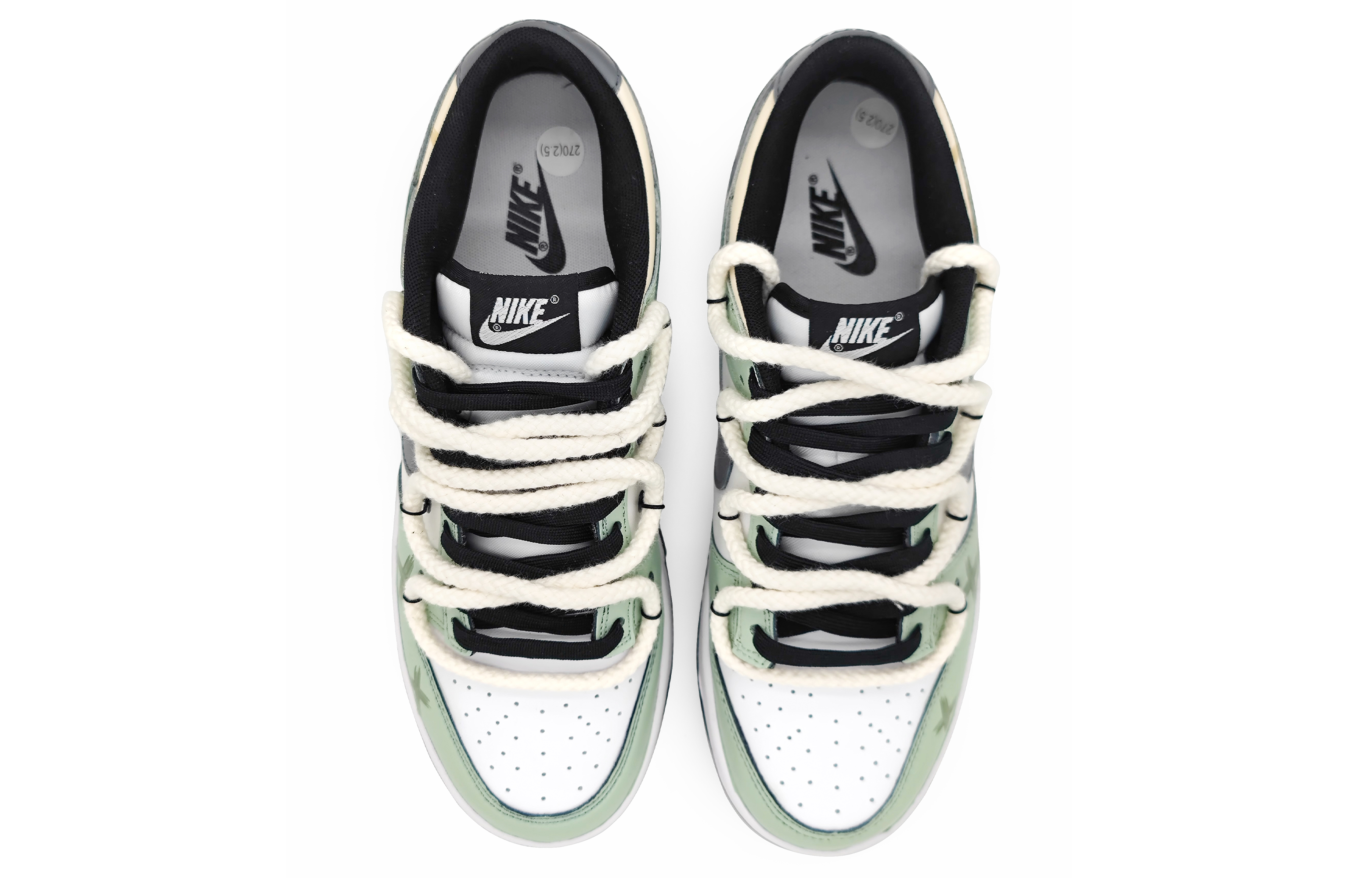 Shop 【定製球鞋】Nike Dunk Low Retro 誓言之眼 解構雙鞋帶 塗鴉 莫蘭迪色彩 低筒 板鞋 男款 綠灰