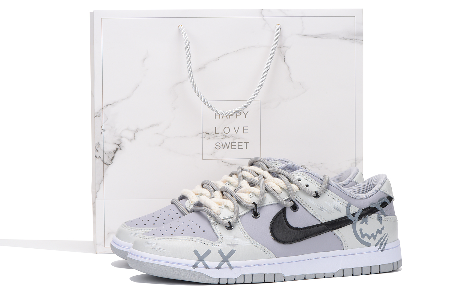 Buy Zapatillas Nike Dunk Low Retro 'Vibe Regalo Año Nuevo Negro Gris' DJ6188-003(Team拾伍-男款黑灰笑脸S-BOX)