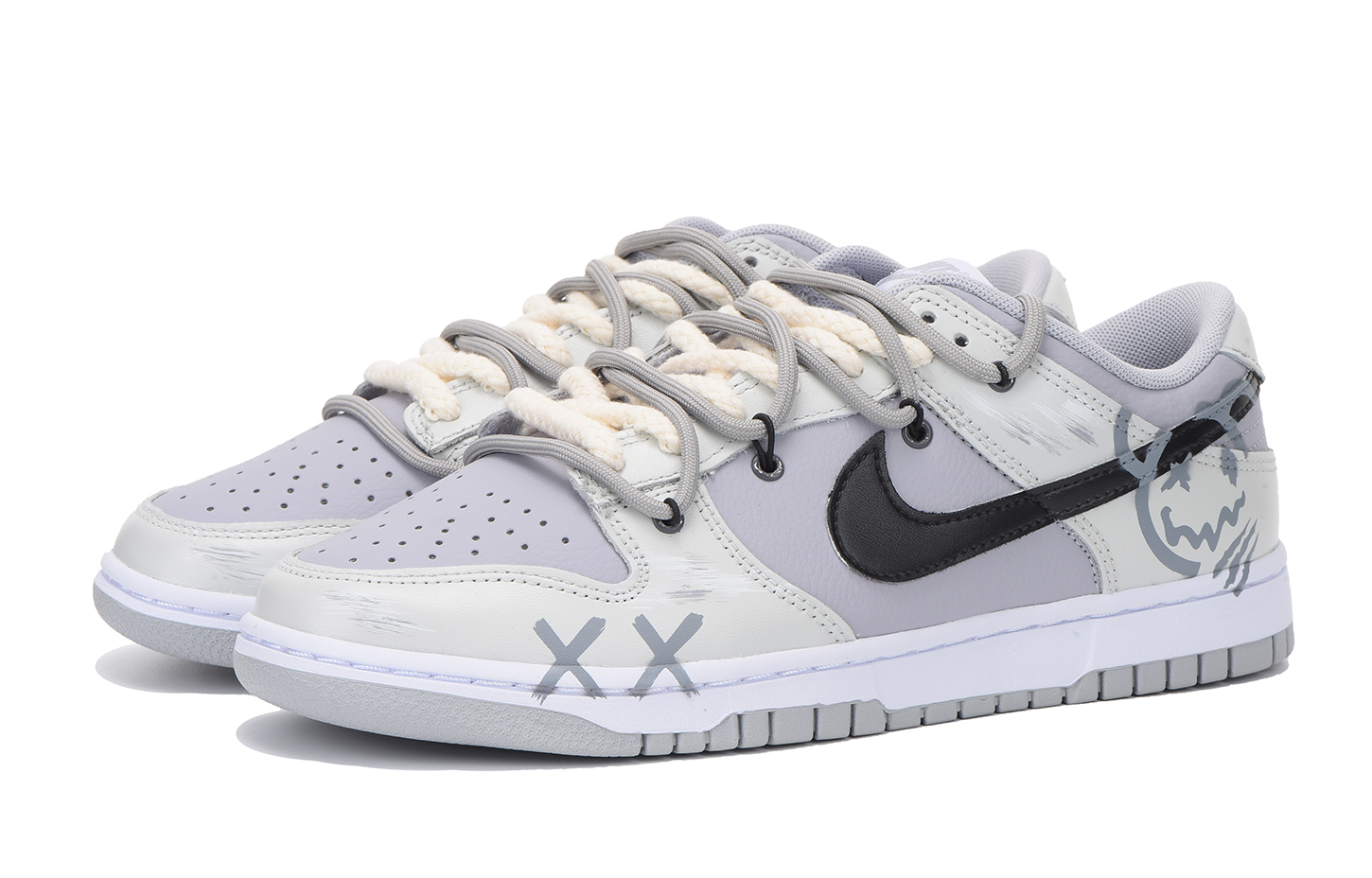 Shop Zapatillas Nike Dunk Low Retro 'Vibe Regalo Año Nuevo Negro Gris' DJ6188-003(Team拾伍-男款黑灰笑脸S-BOX)