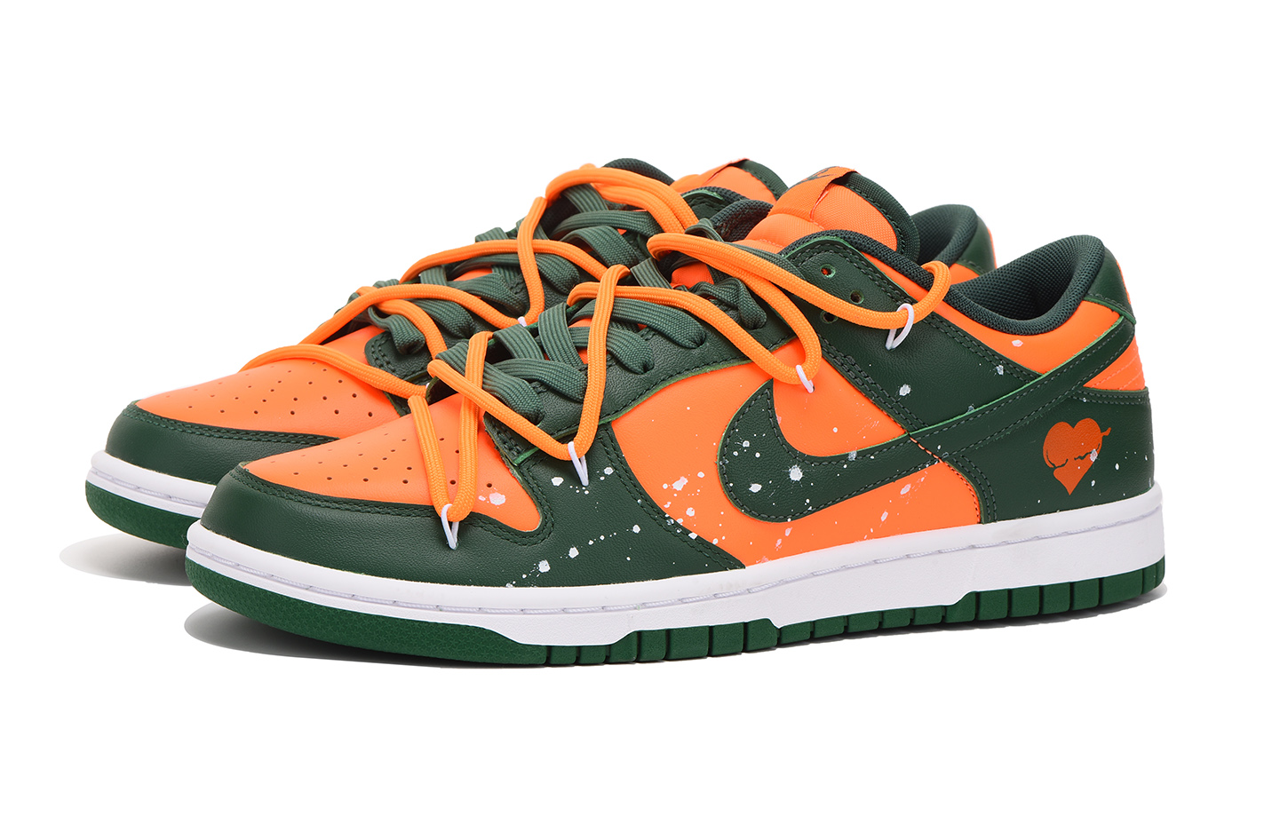 Lookbook 나이키 덩크 로우 레트로 '오렌지 그린 바이브' (커스텀) DD1391-300(Team拾伍-男款绿爱心SBOX)