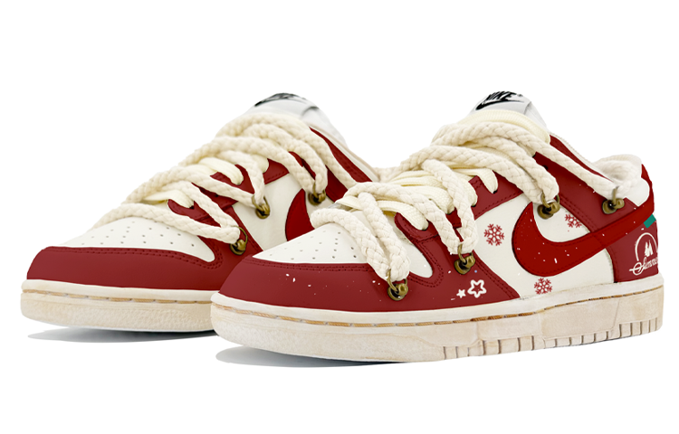 Lookbook [Kasut Custom] Nike Dunk Low Retro 'Oxidized Distressed Christmas - Merah Pucat' DJ6188-101(TeamK-拐棍塘)