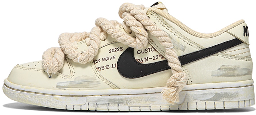 【定制球鞋】Nike Dunk Low retro 熱浪製造 氧化做舊 麻繩綁帶 浸染 低筒 板鞋 男款 米白色 Buy 【定制球鞋】Nike Dunk Low retro 熱浪製造 氧化做舊 麻繩綁帶 浸染 低筒 板鞋 男款 米白色