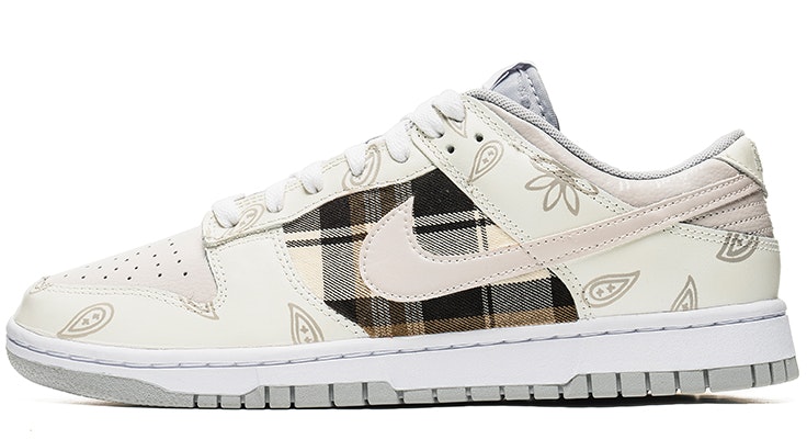 custom-shoes-nike-dunk-low-retro-pale-ivory-paisley-plaid