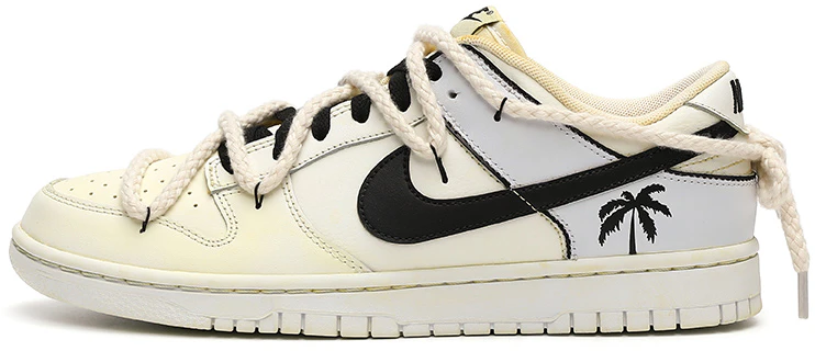 custom-shoes-nike-dunk-low-retro-palm-tree-cream-black-grey