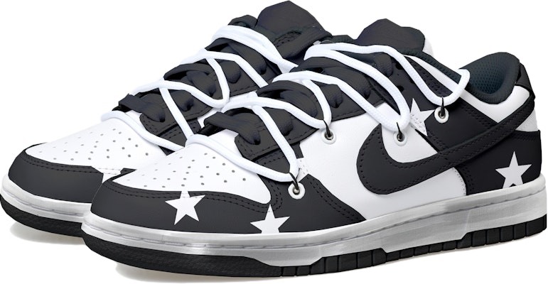 【定制球鞋】 Nike Dunk Low Retro 熊貓 星星 解構鞋帶 做舊Vibe風 復古 低幫 板鞋 男款 黑白 Lookbook 【定制球鞋】 Nike Dunk Low Retro 熊貓 星星 解構鞋帶 做舊Vibe風 復古 低幫 板鞋 男款 黑白