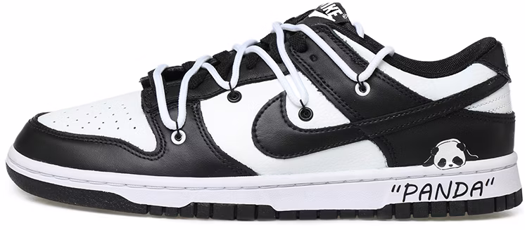 custom-shoes-nike-dunk-low-retro-panda-graffiti-deconstructed-laces