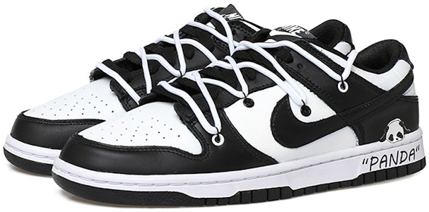 【定製球鞋】 Nike Dunk Low Retro HR製造 "Black" Vibe風 熊貓 解構鞋帶 塗鴉 低幫 板鞋 男款 黑白 特殊鞋盒 Lookbook 【定製球鞋】 Nike Dunk Low Retro HR製造 "Black" Vibe風 熊貓 解構鞋帶 塗鴉 低幫 板鞋 男款 黑白 特殊鞋盒