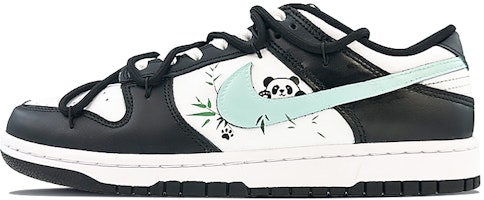 【客製球鞋】 Nike Dunk Low Retro 滑板文化 翠竹熊貓 解構鞋帶 低筒 板鞋 GS 黑白綠 Buy 【客製球鞋】 Nike Dunk Low Retro 滑板文化 翠竹熊貓 解構鞋帶 低筒 板鞋 GS 黑白綠