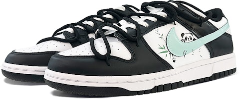 【客製球鞋】 Nike Dunk Low Retro 滑板文化 翠竹熊貓 解構鞋帶 低筒 板鞋 GS 黑白綠 Lookbook 【客製球鞋】 Nike Dunk Low Retro 滑板文化 翠竹熊貓 解構鞋帶 低筒 板鞋 GS 黑白綠