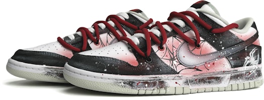 【客製球鞋】 Nike Dunk Low Retro 平行宇宙 蜘蛛人 變色潑墨 解構鞋帶 低筒 滑板鞋 男款 黑紅 Lookbook 【客製球鞋】 Nike Dunk Low Retro 平行宇宙 蜘蛛人 變色潑墨 解構鞋帶 低筒 滑板鞋 男款 黑紅