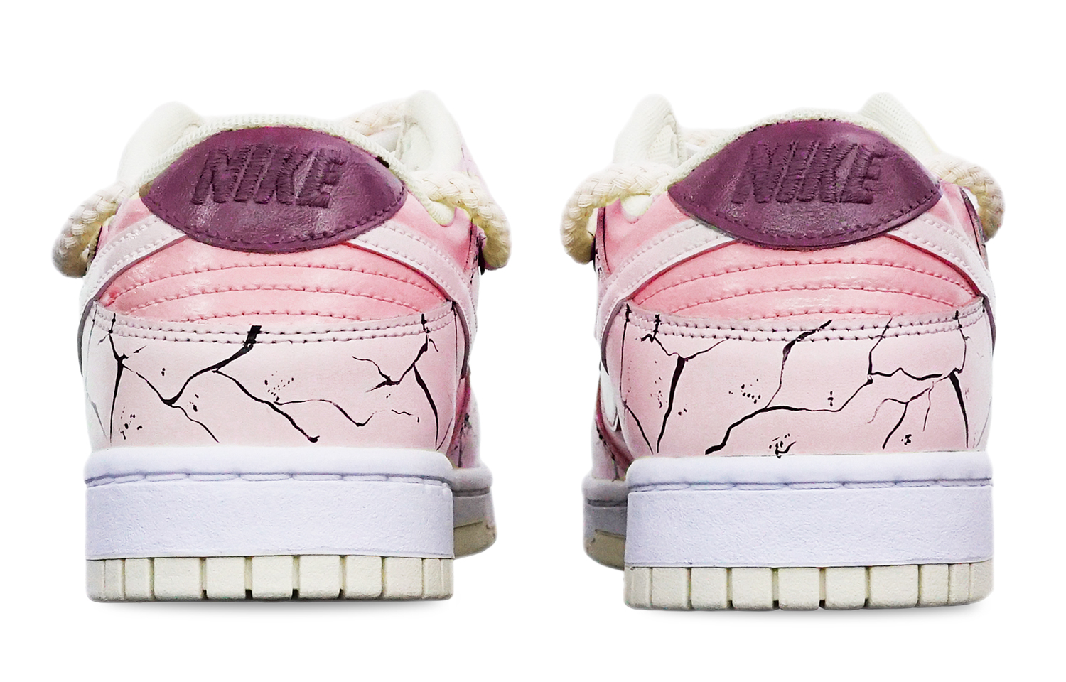 Shop 【訂製球鞋】Nike Dunk Low Retro 爆裂紋 馬卡龍 解構雙鞋帶 特殊鞋盒 低幫 板鞋 男款 粉紅白