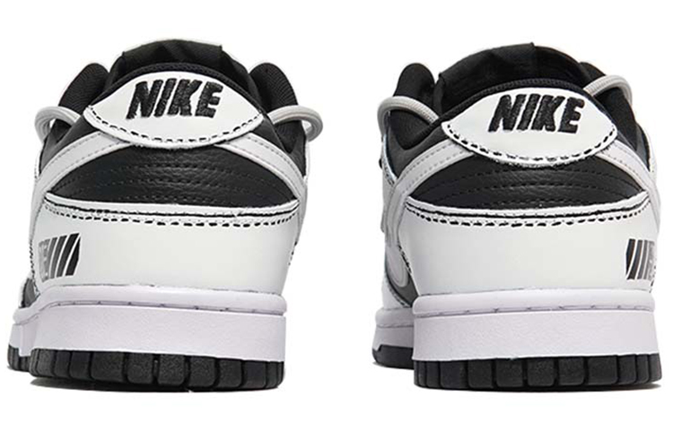 Shop 【訂製球鞋】 Nike Dunk Low Retro 次球鞋訂製 像素馬賽克 黑白格 線條 解構鞋帶 低幫 板鞋 男款 黑白色