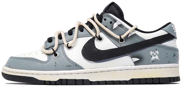 custom-shoes-nike-dunk-low-retro-plague-doctor-croc-swoosh-splatter