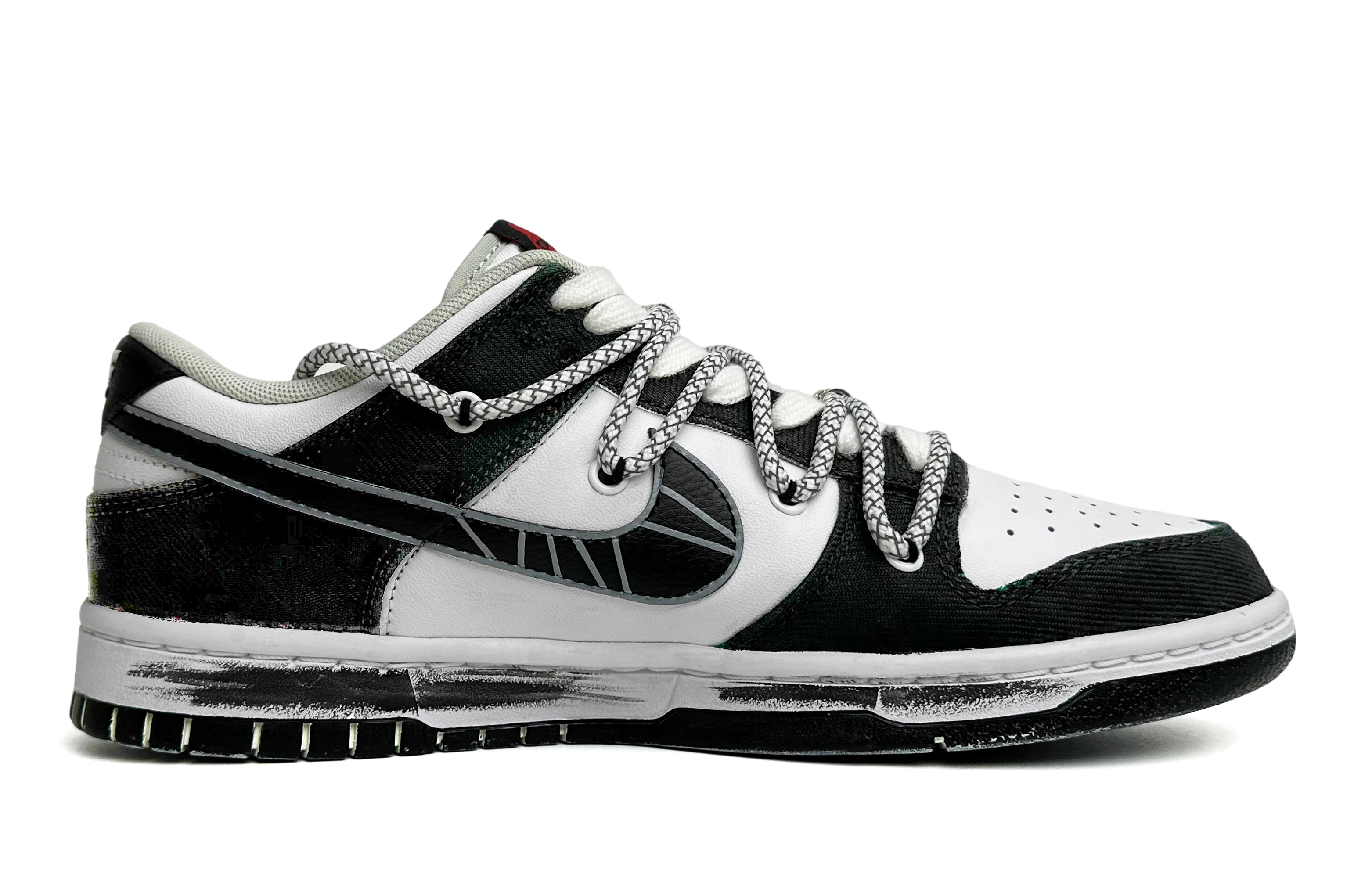 Order [Sepatu Kustom] Nike Dunk Low Retro 'Plaid Black Thorn' DV0827-100(Team11-黑色荆棘男款黑白)