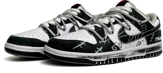 나이키 덩크 로우 레트로 '블랙쏜 플래드' (커스텀) DV0827-100(Team11-黑色荆棘男款黑白) Lookbook 나이키 덩크 로우 레트로 '블랙쏜 플래드' (커스텀) DV0827-100(Team11-黑色荆棘男款黑白)