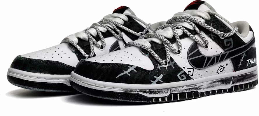 나이키 덩크 로우 레트로 '블랙쏜 플래드' (커스텀) DV0827-100(Team11-黑色荆棘男款黑白) Lookbook 나이키 덩크 로우 레트로 '블랙쏜 플래드' (커스텀) DV0827-100(Team11-黑色荆棘男款黑白)