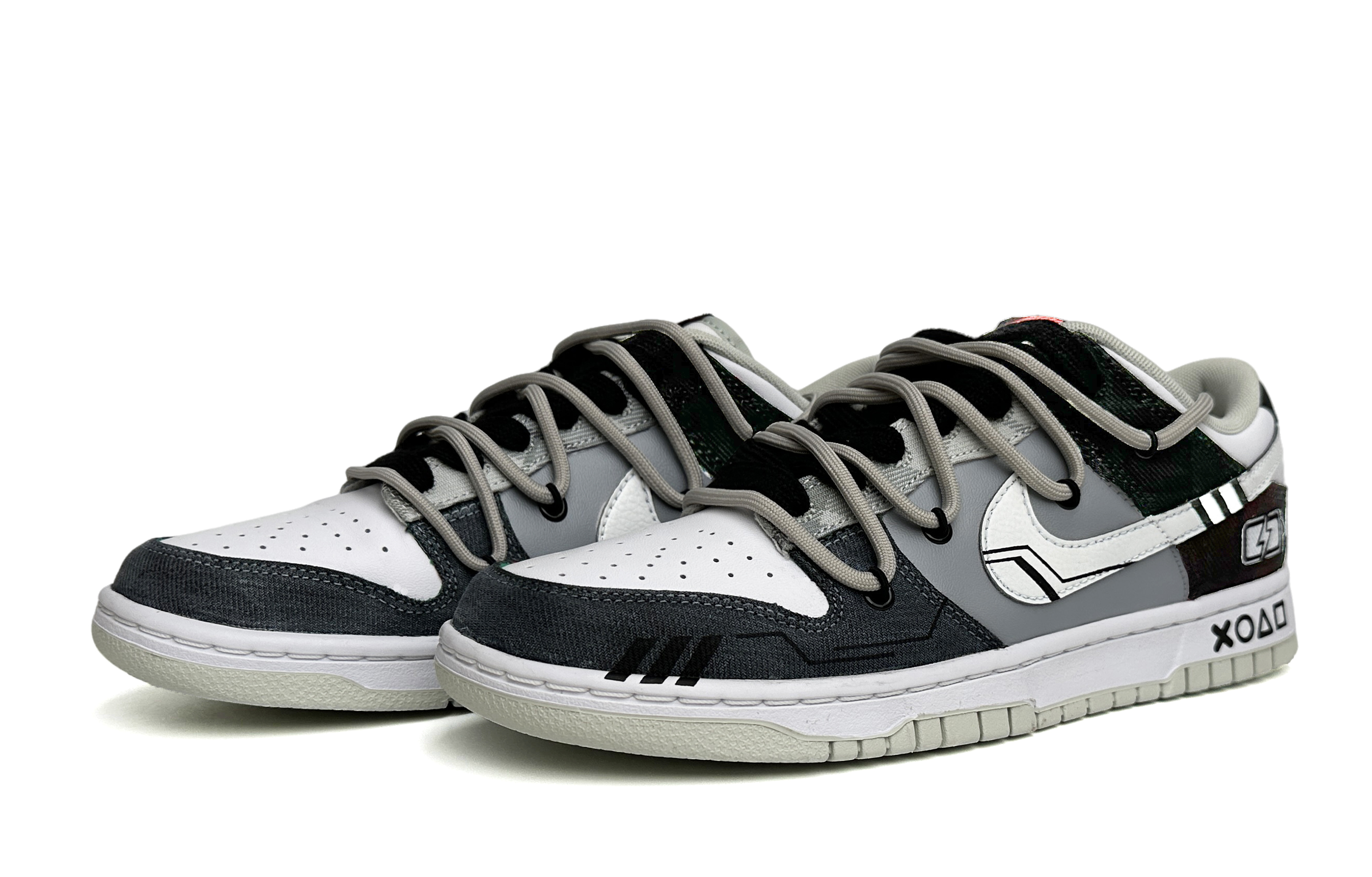 Lookbook [Kasut Custom] Nike Dunk Low Retro 'Hitam Putih Kelabu Plaid' DV0827-100(Team11-充电中男款黑白灰)
