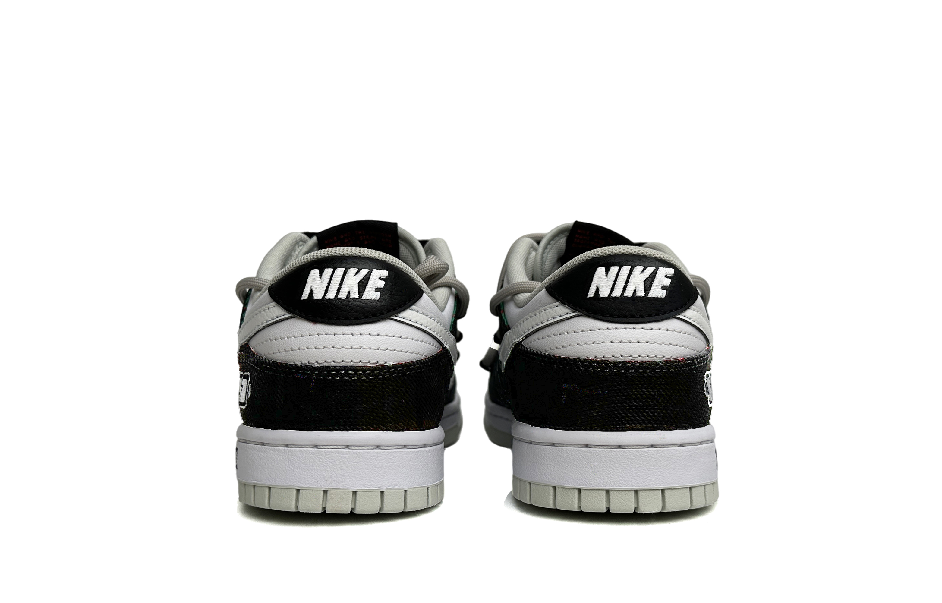 Shop [Kasut Custom] Nike Dunk Low Retro 'Hitam Putih Kelabu Plaid' DV0827-100(Team11-充电中男款黑白灰)