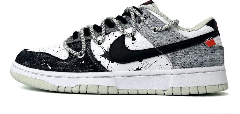 【訂製球鞋】 Nike Dunk Low Retro "Plaid" 影 台灣風 潑墨解構鞋帶 低筒 板鞋 男款 黑白灰 Buy 【訂製球鞋】 Nike Dunk Low Retro "Plaid" 影 台灣風 潑墨解構鞋帶 低筒 板鞋 男款 黑白灰
