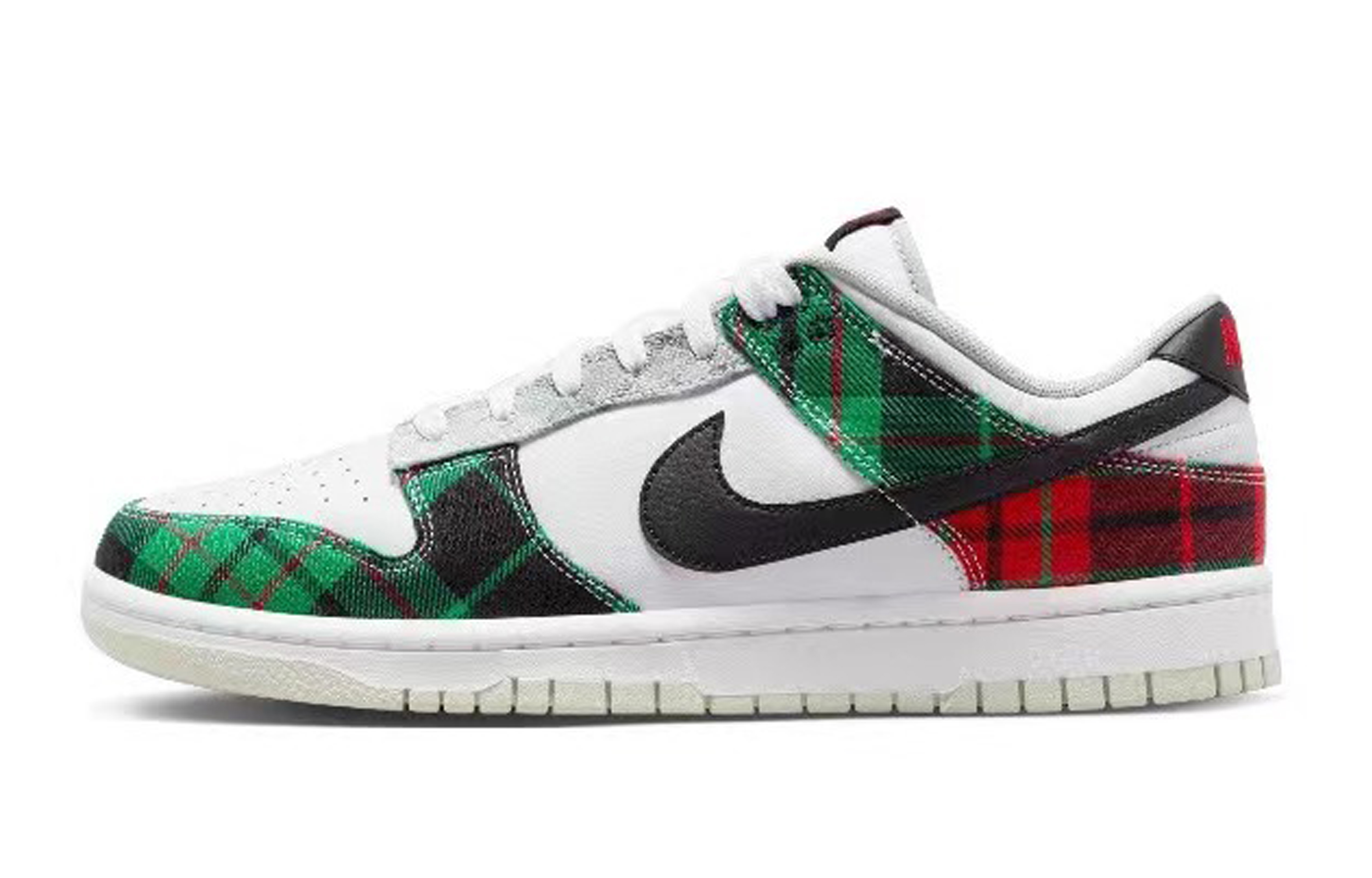 Details for 【訂製球鞋】 Nike Dunk Low Retro "Plaid" 影 台灣風 潑墨解構鞋帶 低筒 板鞋 男款 黑白灰