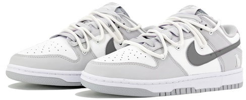 【定制球鞋】 Nike Dunk Low Retro 解構鞋帶 北極熊 高街 低幫 板鞋 男款 灰白色 Lookbook 【定制球鞋】 Nike Dunk Low Retro 解構鞋帶 北極熊 高街 低幫 板鞋 男款 灰白色