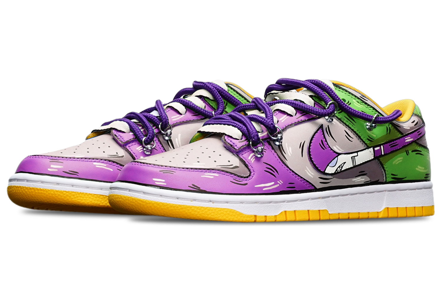 Lookbook 나이키 덩크 로우 레트로 '퍼플 그레이 그린 샤크 스우시' DD1391-702(TeamT-鲨鱼紫灰绿S-BOX)