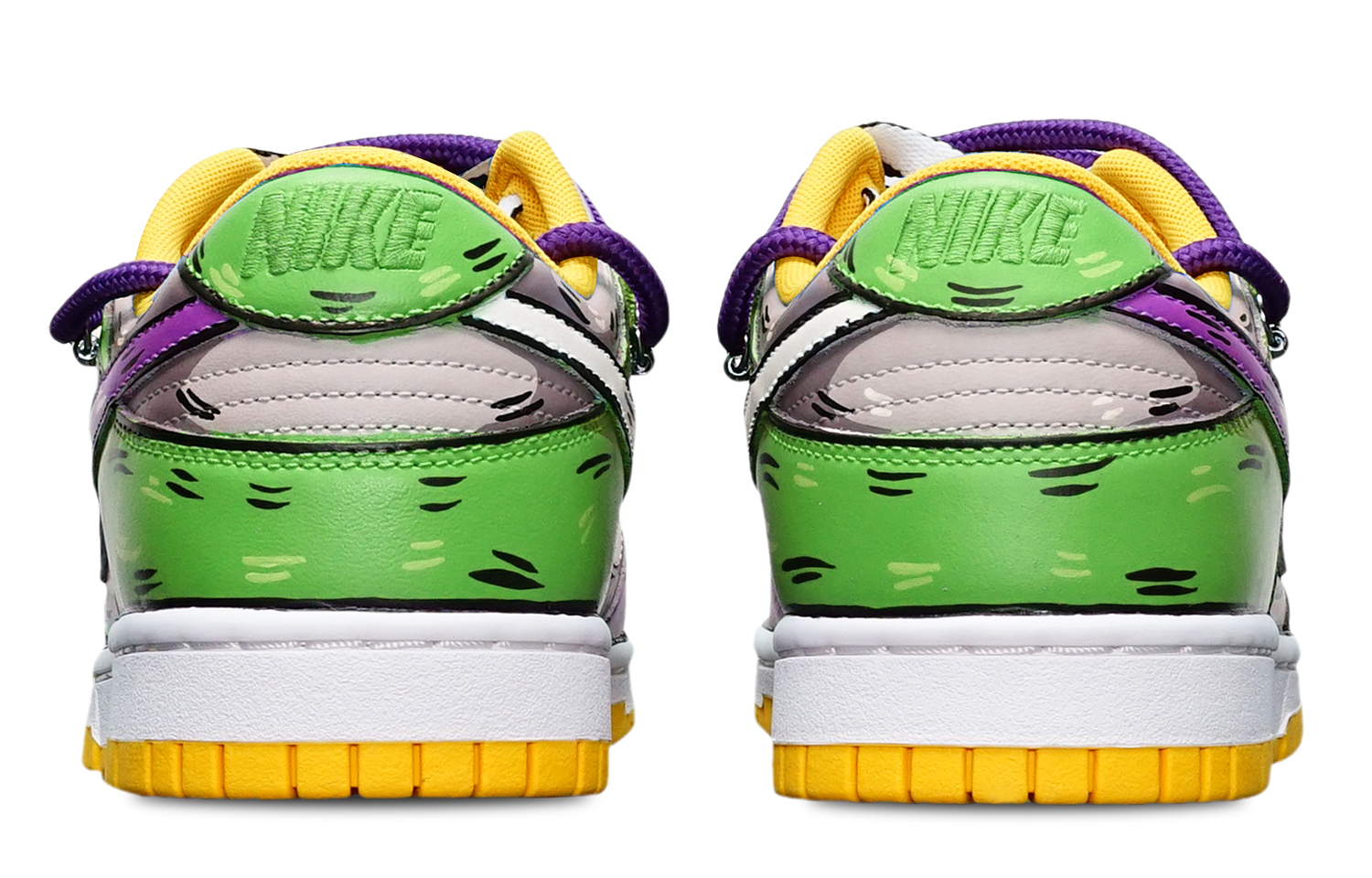 Shop 나이키 덩크 로우 레트로 '퍼플 그레이 그린 샤크 스우시' DD1391-702(TeamT-鲨鱼紫灰绿S-BOX)