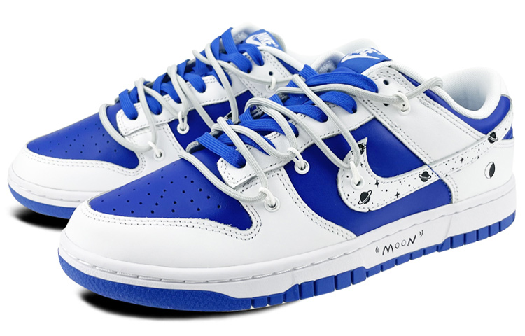 Lookbook [Sepatu Kustom] Nike Dunk Low Retro 'Racer Blue Galaxy Graffiti' DD1391-401(Team叁-男款白蓝月相)