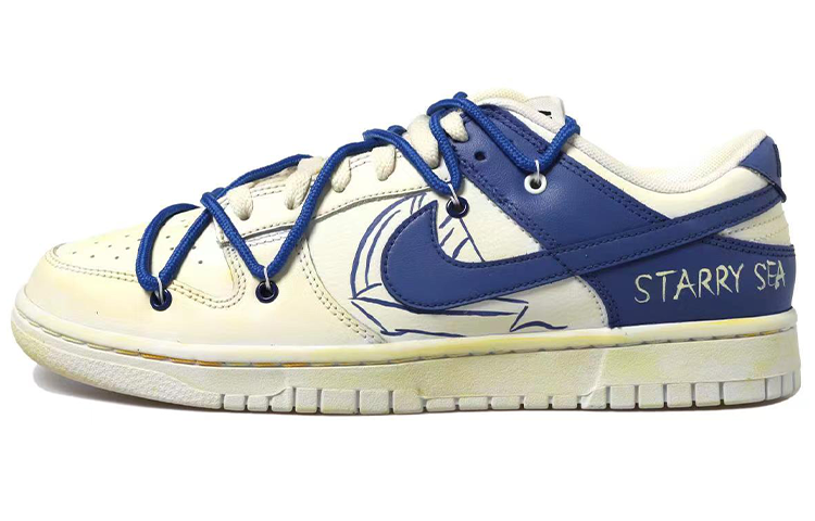 Order [Sepatu Custom] Nike Dunk Low Retro 'Sail Putih-Biru' DJ6188-101(Team拾玖-帆船男S-BOX)