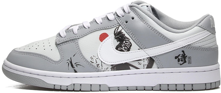 custom-shoes-nike-dunk-low-retro-samurai-white-grey-red