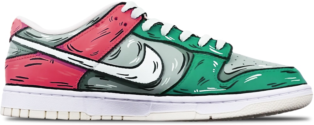 【客製球鞋】Nike Dunk Low Retro 二維線條 鯊魚導彈 復古 限量特殊鞋盒 低筒 板鞋 男款 灰綠紅 Order 【客製球鞋】Nike Dunk Low Retro 二維線條 鯊魚導彈 復古 限量特殊鞋盒 低筒 板鞋 男款 灰綠紅