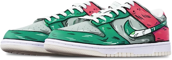 【客製球鞋】Nike Dunk Low Retro 二維線條 鯊魚導彈 復古 限量特殊鞋盒 低筒 板鞋 男款 灰綠紅 Lookbook 【客製球鞋】Nike Dunk Low Retro 二維線條 鯊魚導彈 復古 限量特殊鞋盒 低筒 板鞋 男款 灰綠紅