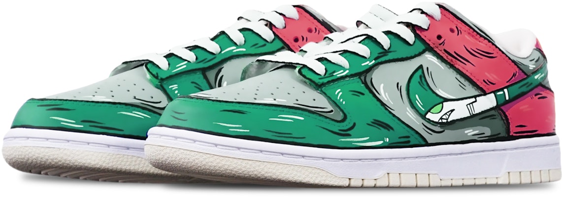 【客製球鞋】Nike Dunk Low Retro 二維線條 鯊魚導彈 復古 限量特殊鞋盒 低筒 板鞋 男款 灰綠紅 Lookbook 【客製球鞋】Nike Dunk Low Retro 二維線條 鯊魚導彈 復古 限量特殊鞋盒 低筒 板鞋 男款 灰綠紅