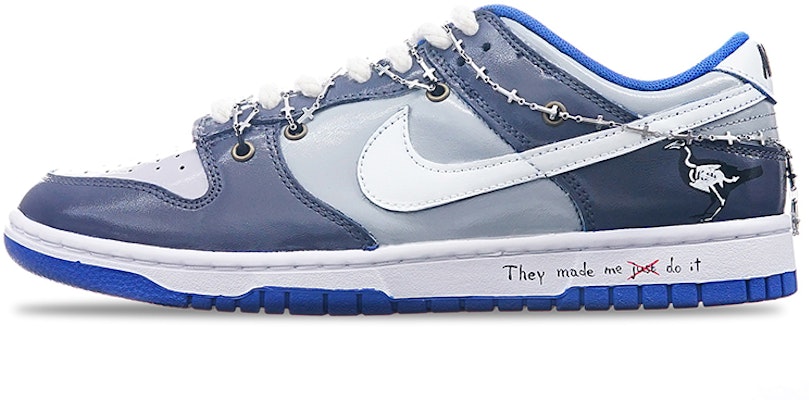 【定制球鞋】 Nike Dunk Low Retro Horror Pack Vibe定制 銀鍊烏鴉 低幫 板鞋 男款 灰藍 Buy 【定制球鞋】 Nike Dunk Low Retro Horror Pack Vibe定制 銀鍊烏鴉 低幫 板鞋 男款 灰藍