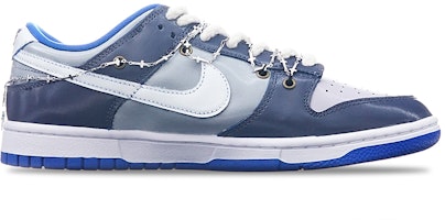 【定制球鞋】 Nike Dunk Low Retro Horror Pack Vibe定制 銀鍊烏鴉 低幫 板鞋 男款 灰藍 Order 【定制球鞋】 Nike Dunk Low Retro Horror Pack Vibe定制 銀鍊烏鴉 低幫 板鞋 男款 灰藍