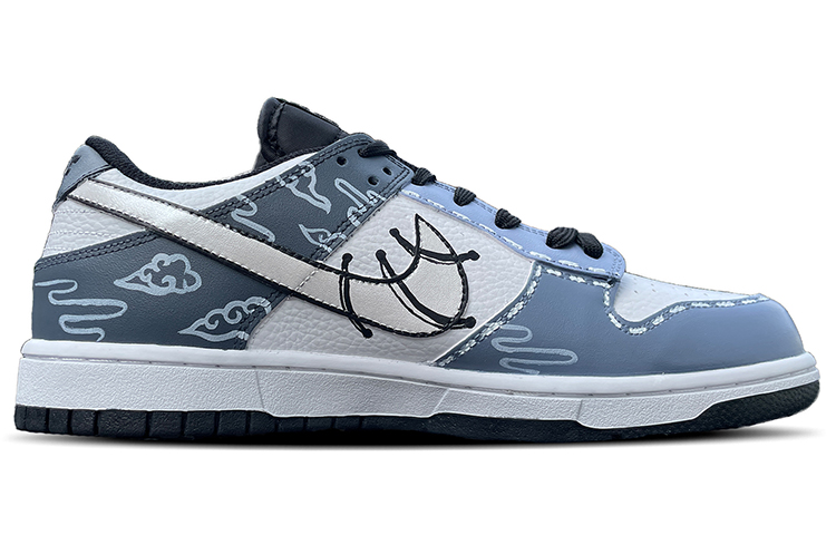 Order [Zapatos Personalizados] Nike Dunk Low Retro 'Nube Plateada Graffiti' DJ6188-002(TeamD-男款银色云纹手绘涂鸦银灰)