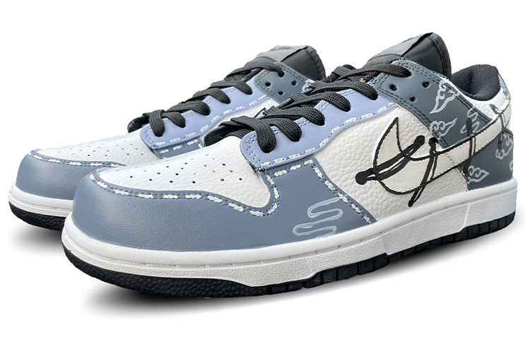Lookbook [Zapatos Personalizados] Nike Dunk Low Retro 'Nube Plateada Graffiti' DJ6188-002(TeamD-男款银色云纹手绘涂鸦银灰)