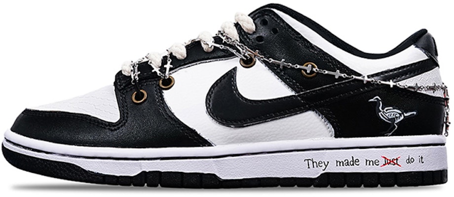 【定制球鞋】Nike Dunk Low Retro 清涼一夏 銀鍊烏鴉2.0 Vibe解構 贈送定制鞋帶扣一套 低幫 板鞋 男款 黑白 Order 【定制球鞋】Nike Dunk Low Retro 清涼一夏 銀鍊烏鴉2.0 Vibe解構 贈送定制鞋帶扣一套 低幫 板鞋 男款 黑白