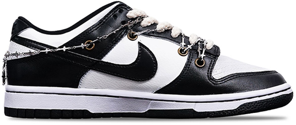 【定制球鞋】Nike Dunk Low Retro 清涼一夏 銀鍊烏鴉2.0 Vibe解構 贈送定制鞋帶扣一套 低幫 板鞋 男款 黑白 Lookbook 【定制球鞋】Nike Dunk Low Retro 清涼一夏 銀鍊烏鴉2.0 Vibe解構 贈送定制鞋帶扣一套 低幫 板鞋 男款 黑白
