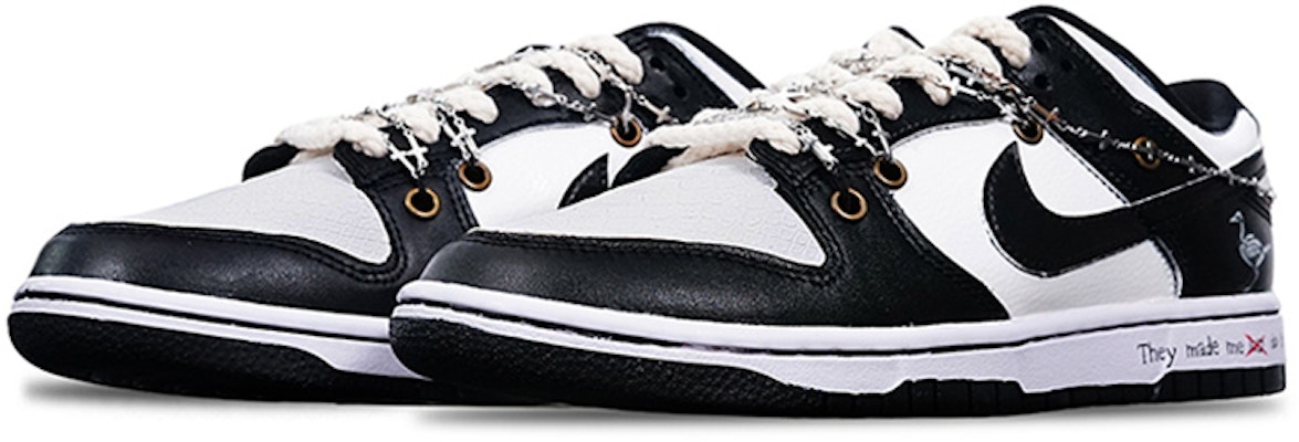 【定制球鞋】Nike Dunk Low Retro 清涼一夏 銀鍊烏鴉2.0 Vibe解構 贈送定制鞋帶扣一套 低幫 板鞋 男款 黑白 Shop 【定制球鞋】Nike Dunk Low Retro 清涼一夏 銀鍊烏鴉2.0 Vibe解構 贈送定制鞋帶扣一套 低幫 板鞋 男款 黑白